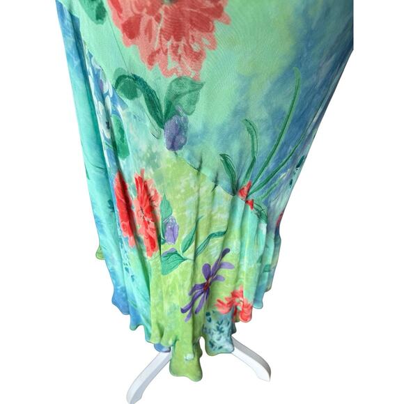 Vtg Silk Floral Dress Mermaid Asymmetrical Flutter Bias Cut Tropical Hawaiian - Picture 6 of 13